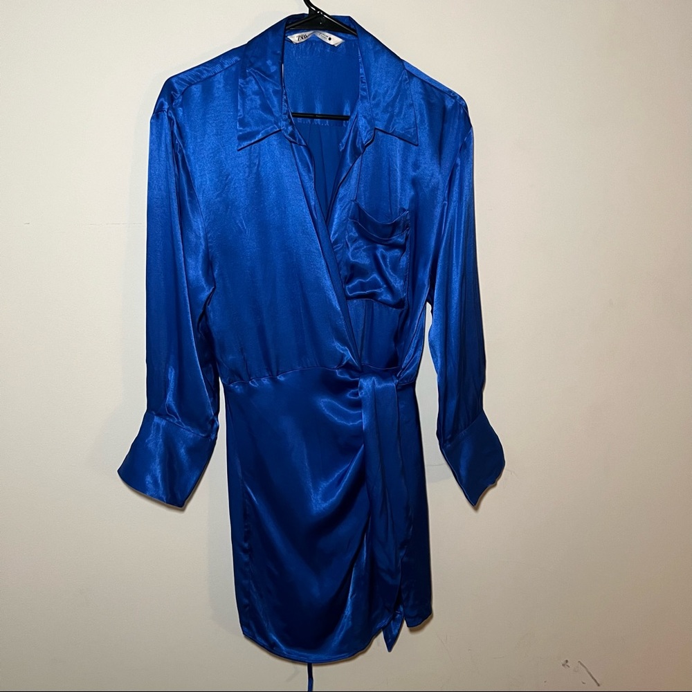 Zara Satin Effect Wrap Dress